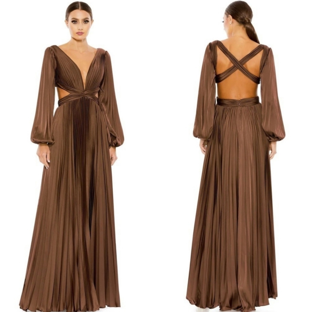 IEENA for MAC DUGGAL Cutout Pleated Evening Formal Gown Dress Prom Wedding Guest